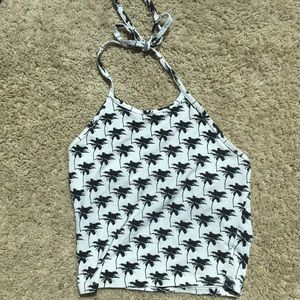 Palm Print Full Tilt Halter Top Size S